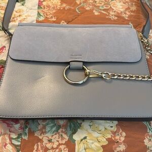 Faux Chloe-like Large Faye Leather and Suede Shoulder Bag gray crossbody Purse